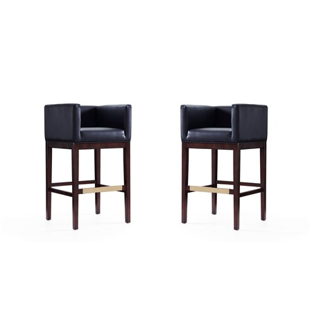 Manhattan Comfort Kingsley Barstool in Black and Dark Walnut, PK2 2-BS012-BK